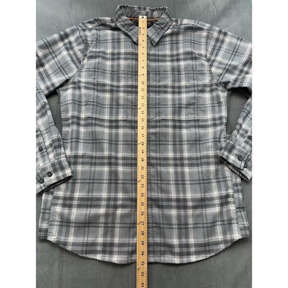 Ridgecut Toughwear Shirt Men's Large Gray Plaid Heavy Flannel Chore Work Vented - Picture 10 of 11